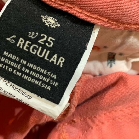 SCOTCH & SODA MAISON SCOTCH Coral/Mauve Suede Knee Patch Straight Leg Jeans‎ 25R - Picture 8 of 10